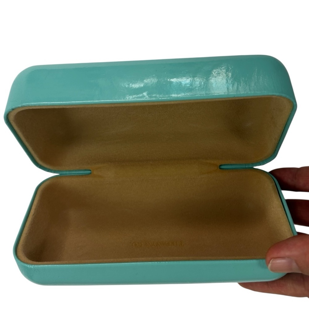 Tiffany & Co. Blue Glasses Sunglass Hard Case Shell Holder Cleaning Cloth - Picture 5 of 11